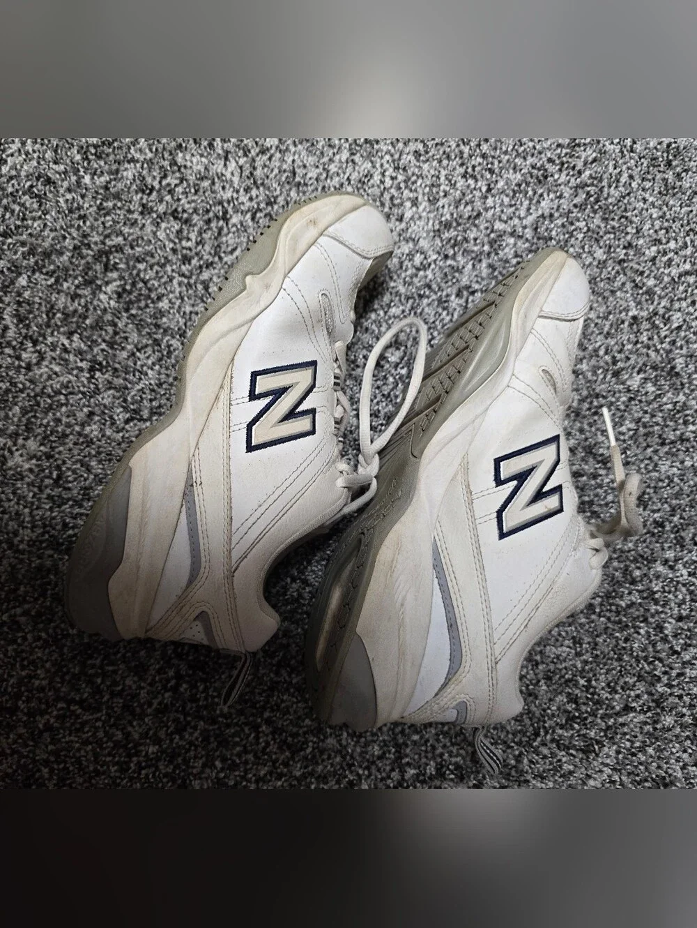 New Balance White with Navy 'N' Logo Running Sneakers